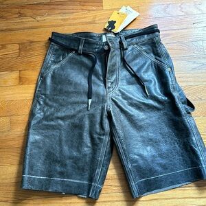 Heron Preston real leather shorts